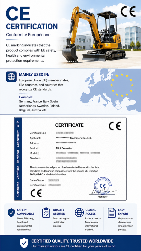 excavator ce certificate